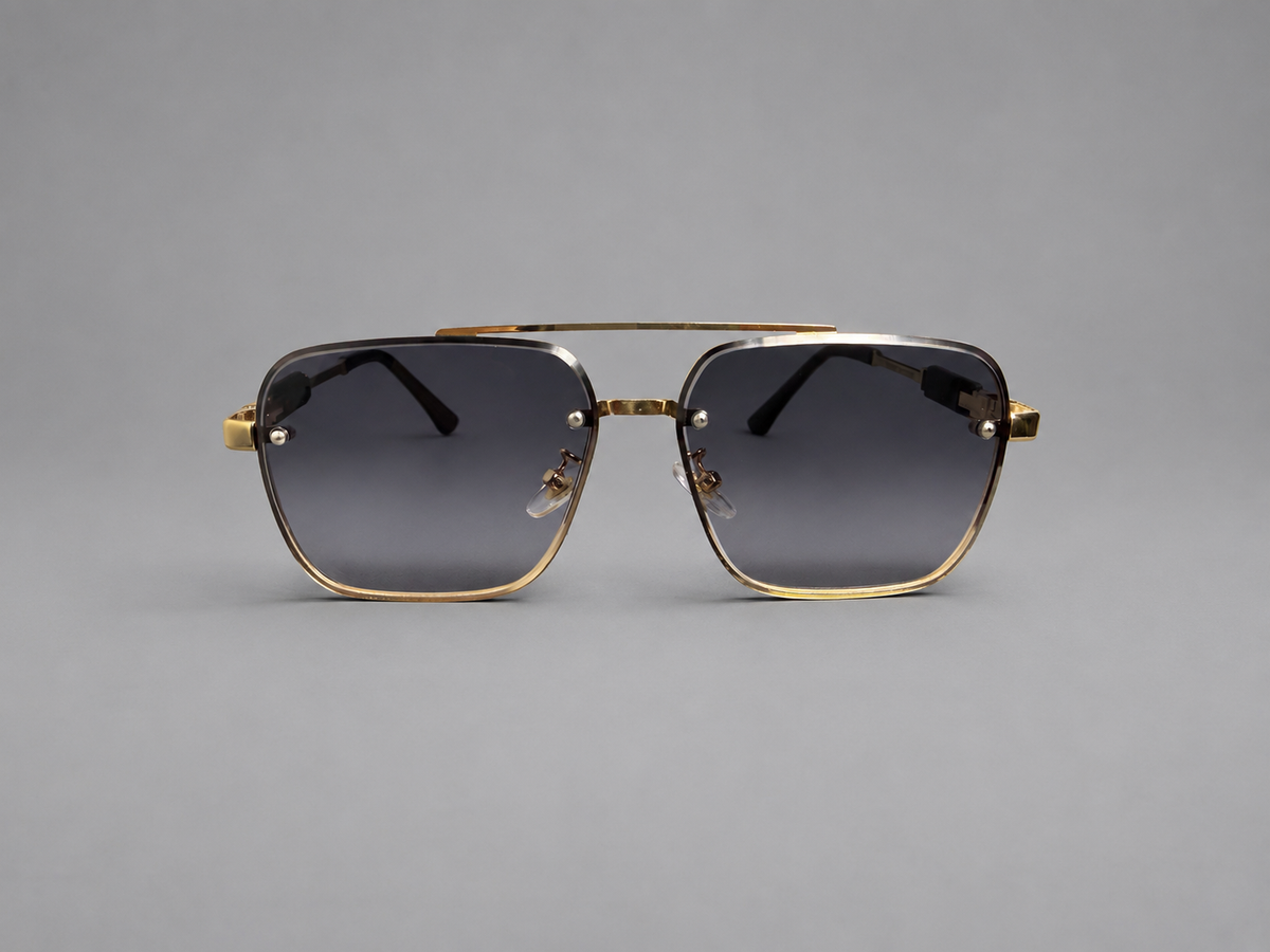 Classic Black Square Gold Frame Sunglasses