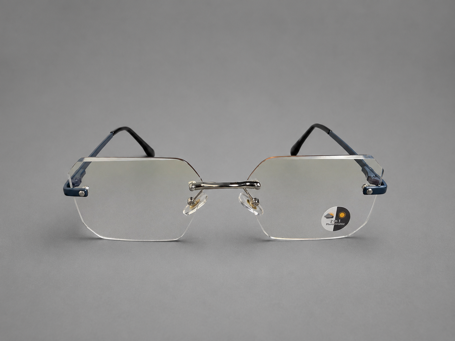 Modern Rimless Blue Accent Eyewear