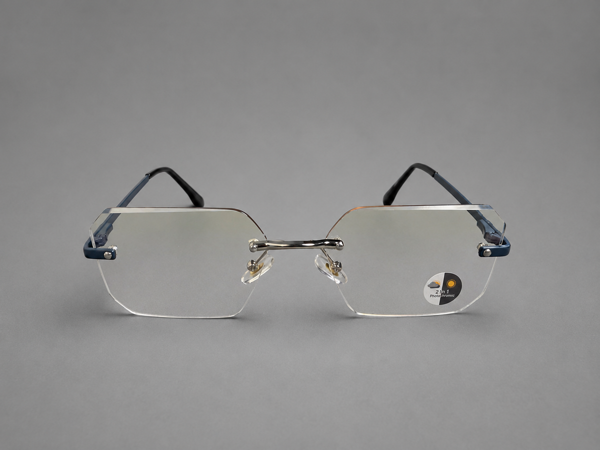 Modern Rimless Blue Accent Eyewear