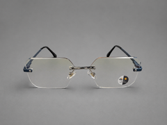 Modern Rimless Blue Accent Eyewear