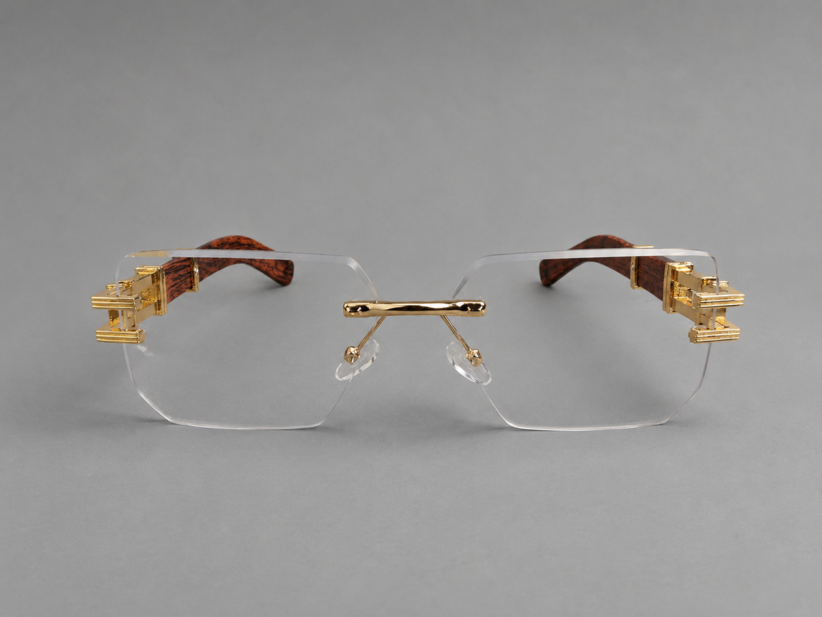 Elegant Rimless Crystal Gold Eyewear