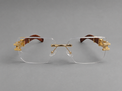 Elegant Rimless Crystal Gold Eyewear