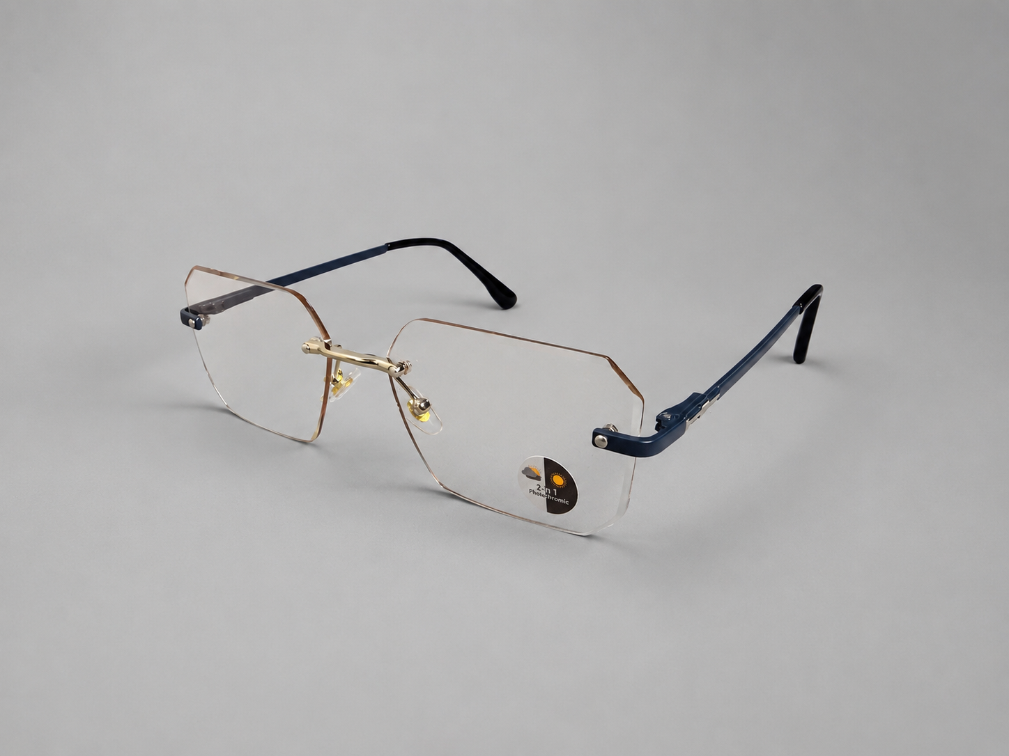 Modern Rimless Blue Accent Eyewear