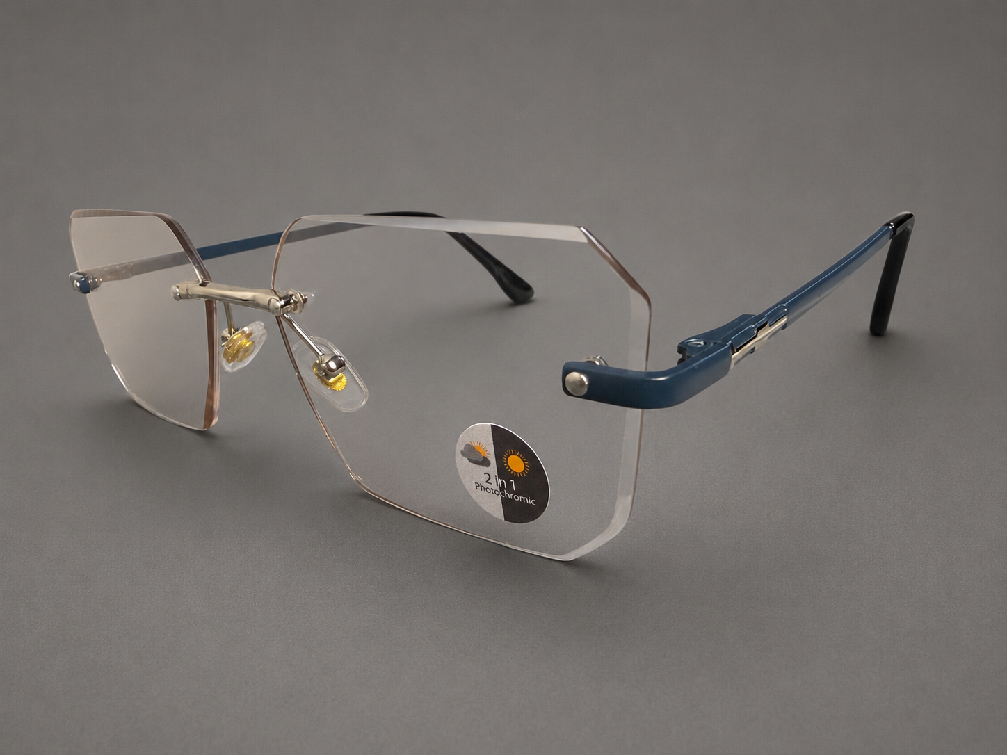 Modern Rimless Blue Accent Eyewear
