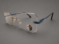Modern Rimless Blue Accent Eyewear