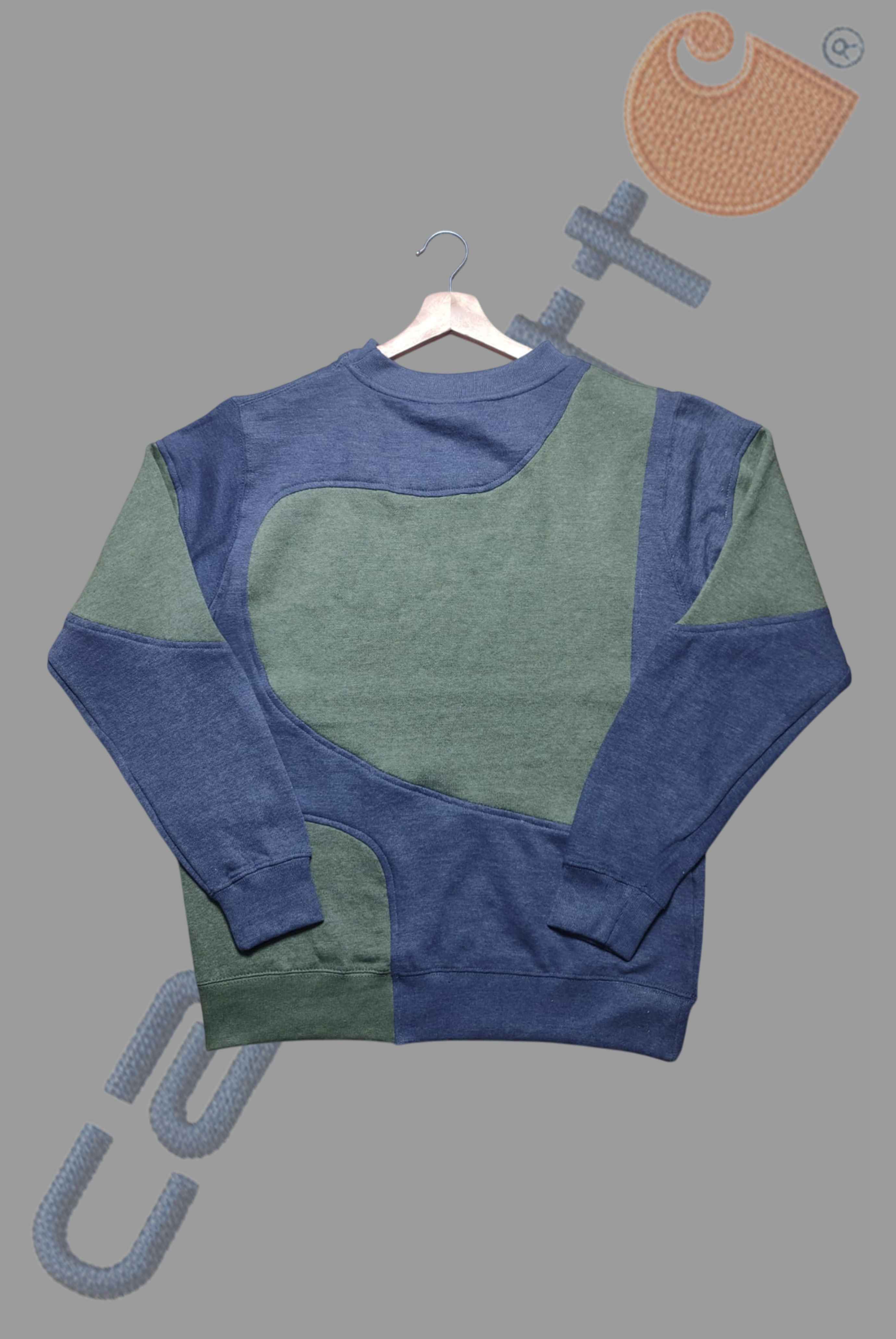 Carhart Blue And Green Patch Work Sweats Shirts
