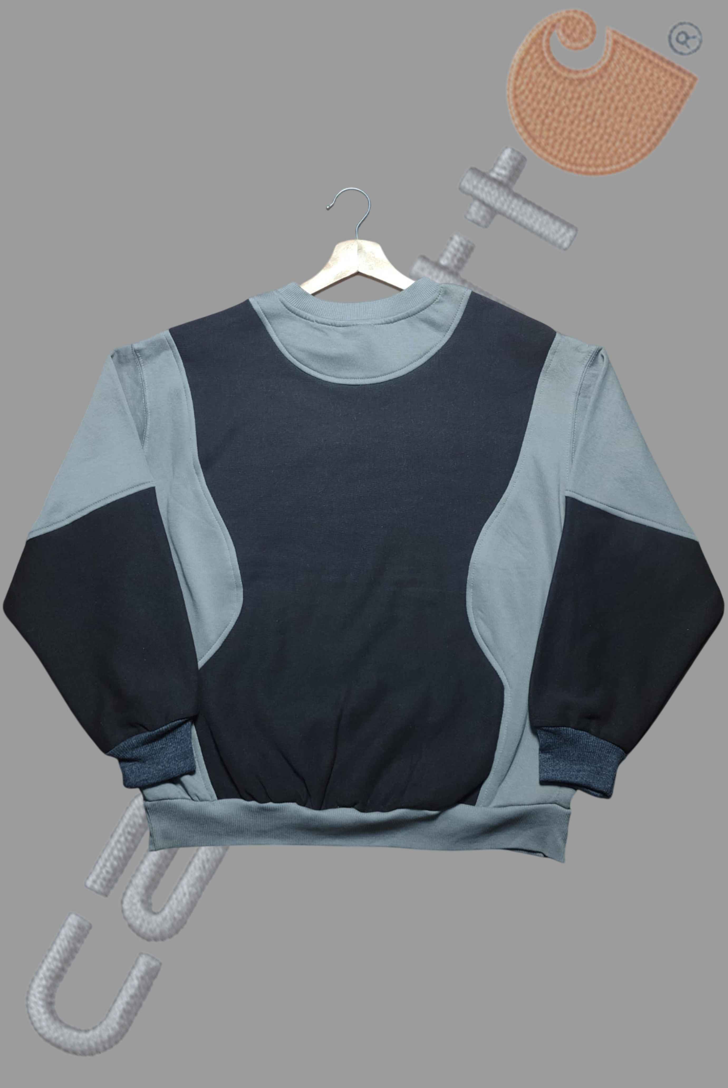 Carhart Black And Gray Premium Patch Work Sweats Shirts